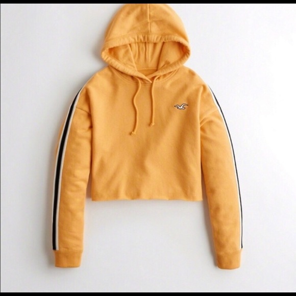 Hollister Tops - Hollister yellow cropped Hoodie